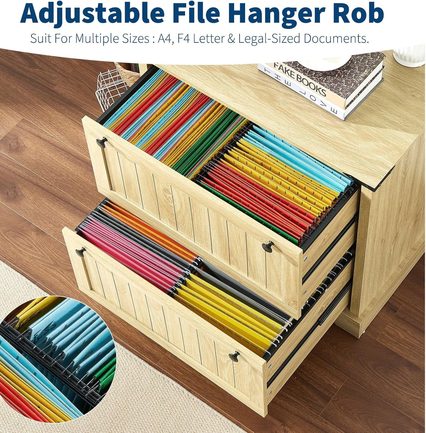 Acekid Farmhouse File Cabinet with 2 Drawers, 30" Wood Printer Stand for Office (Wood)