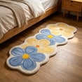thumbnail image 3 of JWZZYD Scalloped Floral Plush Bathroom Runner Rug, 63"x19.68" Soft Absorbent Non Slip Floor Mat, Washable Flower Pattern Carpet for Bathroom, Bedroom, Entryway & Home Flooring Decor(Blue, 1 Pack), 3 of 7