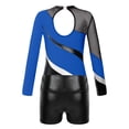 thumbnail image 4 of YiZYiF Kids Girls Tumble Long Sleeve Patchwork Gymnastics Leotard with Shorts 2-piece Dance Sports Outfit Royal Blue 8, 4 of 7