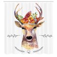 thumbnail image 3 of Ambesonne Indie Shower Curtain, Watercolor Deer Rustic, 69"Wx70"L, Multicolor, 3 of 5