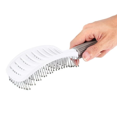 New Anti-static Curved Vent Brush,Flex Vented Detangling Styling Hair Brush for Long Thick Curly Hair, Massage Brush for Women , Curved Vent Hairbrush, Row Massage Comb (Best Brush For Curly Frizzy Hair)