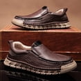 thumbnail image 2 of Men'S Genuine Leather Slip-On Loafers - Hand-Stitched Business Casual Shoes with Cushioned EVA Insole & Non-Slip Rubber Sole, Low-Top Breathable Design for Office, Semi-Formal & Casual Attire - Large, 2 of 6