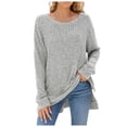 thumbnail image 1 of TJAZFJPA Chandails pour Femmes Grande Taille Chandail à Col Rond pour Femmes à Manches Longues T-Shirt Fendu en Fourrure Haut Chandail Rouge pour Femmes Chandails Courts Longs pour Porter avec des Leggings, 1 of 6