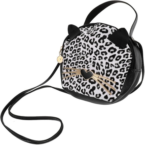 GOOHOCHY 豹纹 猫包 Cute Teen Girl Gift Kids Purse Brown Cross Body Bag for Women Toddler