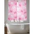 thumbnail image 5 of Pink White Bow Sheer Curtains 63 Inch Length 2 Panels Set Window Treatments, Modern Art Watercolor Bowknot Rod Pocket Semi Curtains for Living Room/Bedroom/Kitchen Décor, 104"W x 63"L, 5 of 7