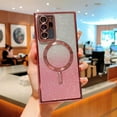 thumbnail image 4 of Samsung Galaxy Note 20 Ultra 5g 6.9” Magnetic Case with Camera Lens Protector,Luxury Plated Bling Gradient Glitter Cover Compatible with MagSafe Soft Clear Shockproof Protective Case (Pink), 4 of 6