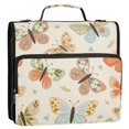 thumbnail image 2 of Haosy 3 Ring Zipper Binder with Shoulder Strap Waterproof Trapper Keeper 2 Inch D-Ring 500 Sheets Capacity, Butterfly with Flower, 2 of 8