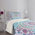 thumbnail image 3 of Ambesonne Mandala Quilted Bedspread Set 2 Pcs, Floral Medallion Design, Twin Size, Turquoise Purple, 3 of 5