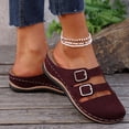 thumbnail image 2 of Women's Suede Clogs with Arch Support Floral Embroidery Slip On Wedge Platform Sandals Non Slip Close Toe Slides Red Size 8, 2 of 7