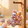 thumbnail image 4 of Easter Cute Bunny Acrylic Ornaments - 2D Flat Acrylic Hanging Decor with Bikes & Eggs, Spring Decorations for Tree, Window & Home, 4 of 6