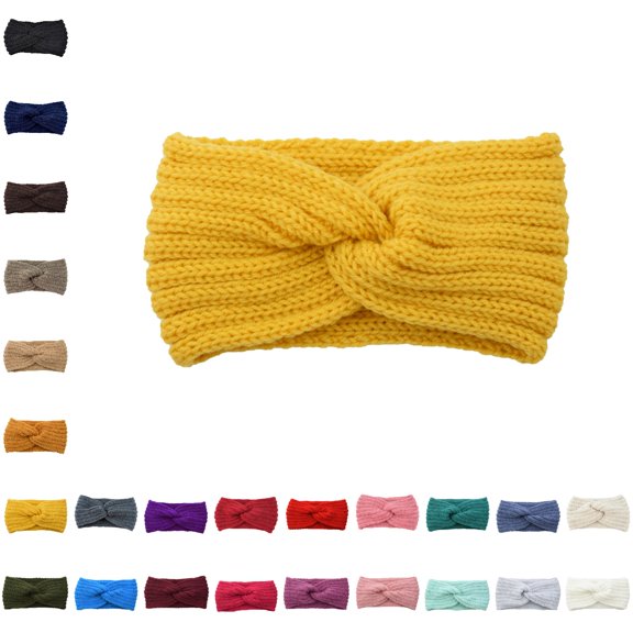 Bmisegm Knotted Headband for Women Soft Knit Cable Ear Warmer Headband Winter Stretch Warm Women Hair Bandana One size