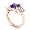thumbnail image 2 of Clara Pucci 14K Rose Gold 4ct Amethyst Three-Stone Ring for Women, 2 of 7