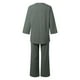 thumbnail image 4 of Conjunto informal de dos piezas para mujer: camisa de manga larga y pantalones de cintura alta - Camisa de color liso con botones, pantalones holgados con bolsillos, tallas S-XXL para todas las oca, 4 of 5