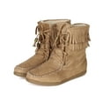 thumbnail image 5 of Soda BE47 Women Suede Moccasin Fringe Fur Hidden Wedge Boot, 5 of 5