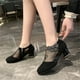 thumbnail image 5 of Sonducket 1 par de zapatos de verano para mujer, sandalias transpirables, calzado de Color sólido, accesorio para novias para el trabajo diario Calzado floral negro Tamaño 38, 5 of 6