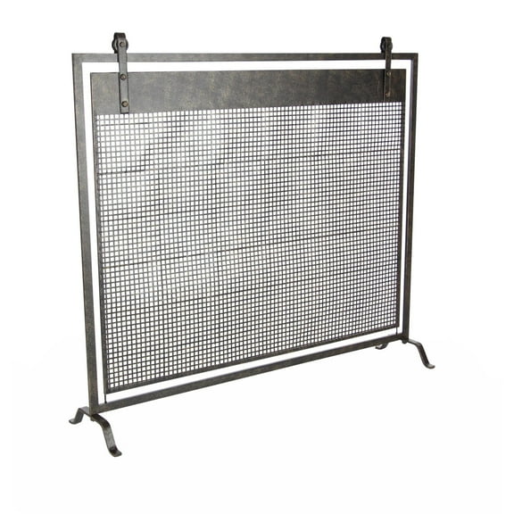 DecMode Contemporary Metal Mesh Fireplace Screen, 38"L x 9"W x 35"H, Black with Semi-Matte Finish
