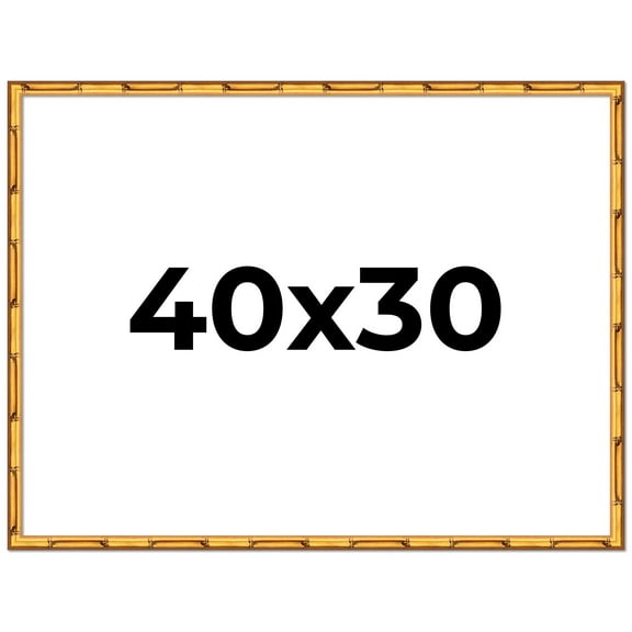 40x30 Frame Gold Bamboo Solid Wood Picture Frame | 0.75 Inch Moulding Width | Interior Frame Depth