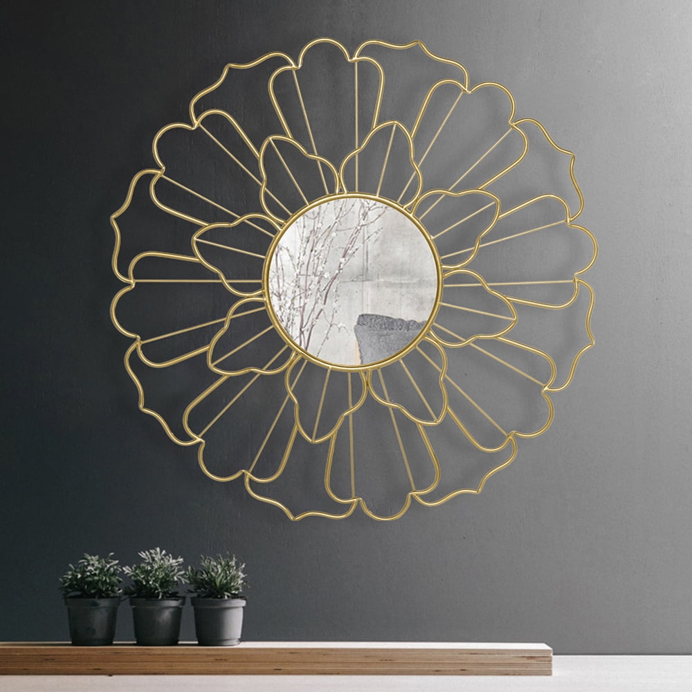 Kepooman Lace Metal Sunburst Wall Hanging Mirror, Used in Living Room, Bathroom and Bedroom, Modern Bohemian Decoration Kepooman Lace Metal Sunburst Wall Hanging Mirror, Used in Living Room, Bathroom and Bedroom, Modern Bohemian Decoration