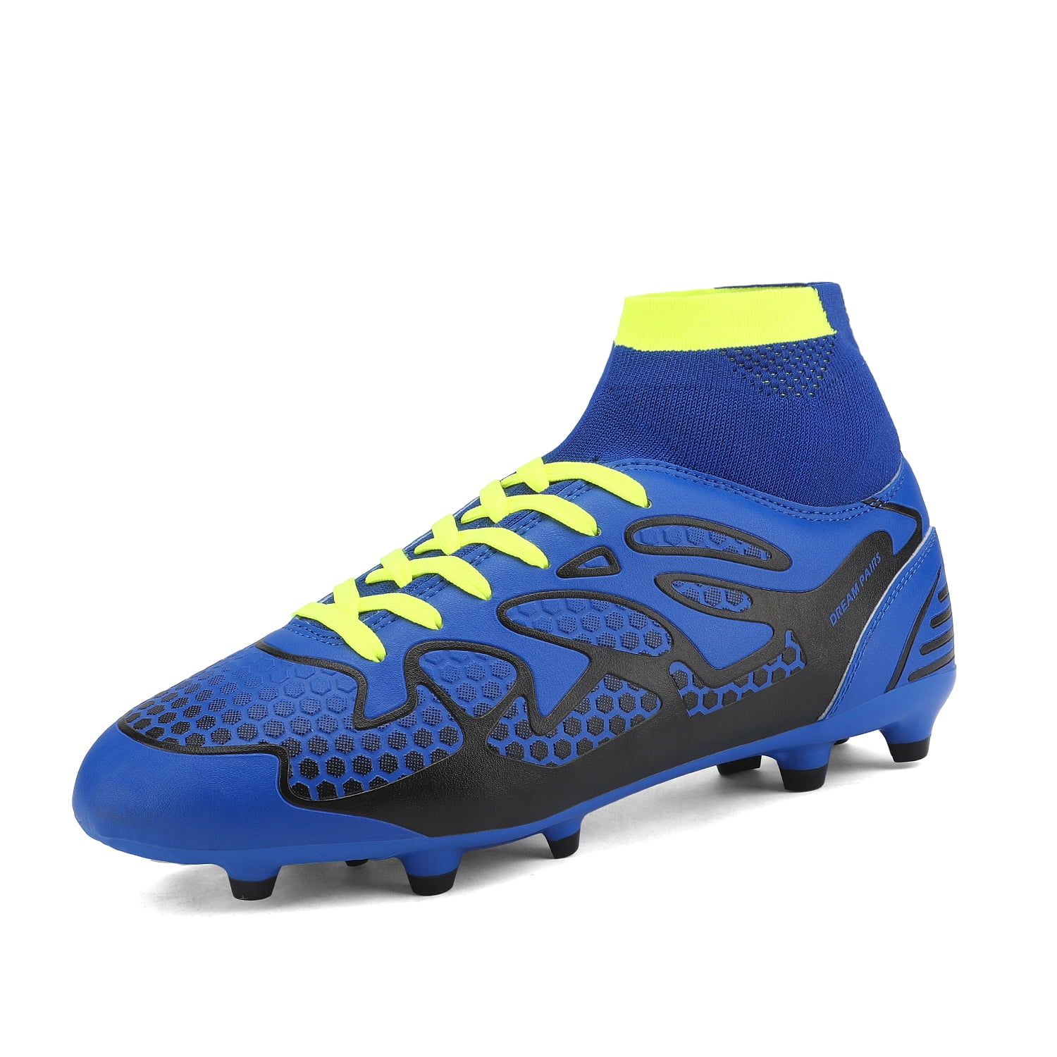 DREAM PAIRS Men's Fashion Cleat Soccer Shoes Football Shoes Trainer Sneakers 160858-M ROYAL/BLACK/NEON/GREEN Size 7.5