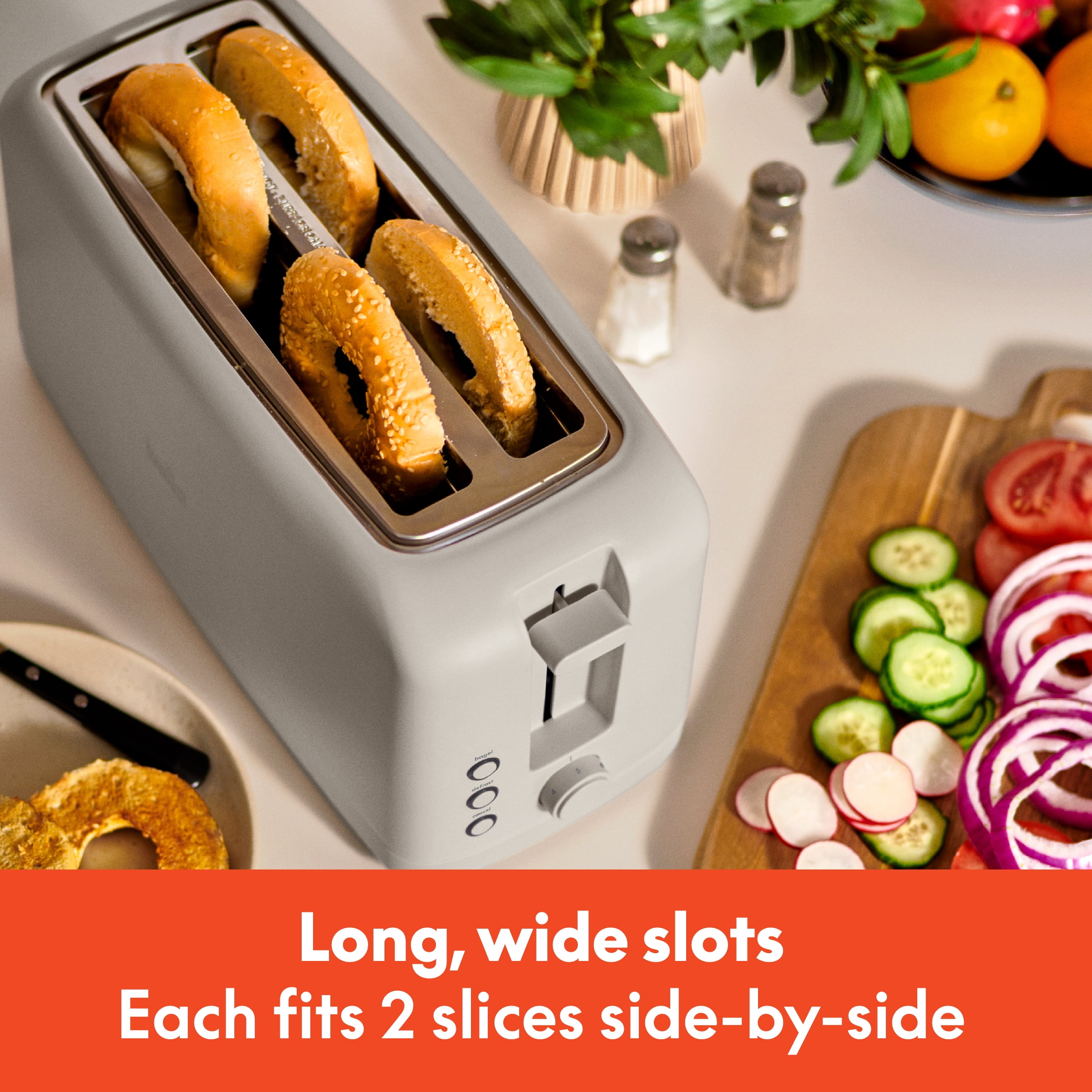 bella 4-Slice Slim Toaster with Extra Long Slot, 6 Setting Shade Control with Reheat & Cancel Buttons, Anti Jam & Auto Shutoff, Oatmilk
