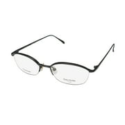 NEW VERA WANG LUXE MIREILLE 2 WOMENS/LADIES DESIGNER HALF-RIM TITANIUM BLACK SATIN FRAME DEMO LENSES 49-18-135 EYEGLASSES/SPECTACLES