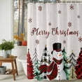 thumbnail image 4 of Beige Christmas Snowman Shower Curtain, Xmas Trees Winter Snowflake Waterproof Fabric Shower Curtains with 12 Hooks, Bathroom Curtain Set for Bathroom Accessories Decor, 54 x 78Inches, 4 of 9