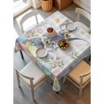 thumbnail image 2 of Easter Suqare Tablecloth - 54 x 54 Inch, Spring Rabbit Eggs Flowers Leaves Grey Plaid Waterproof & StainResistant Tablecloth, Washable Oil-proof Table Cover for Dining/Party/Wedding/Camping/Buffet, 2 of 9