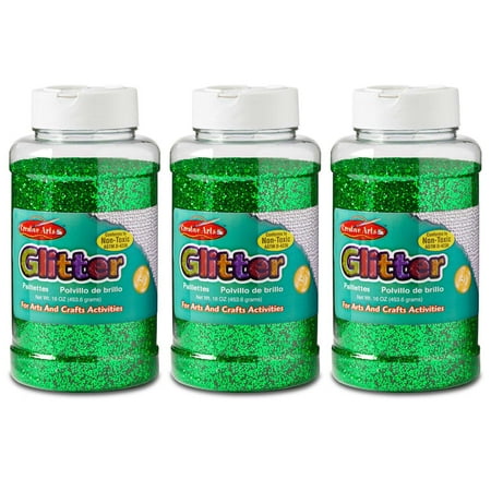 UPC: 0194629004317 | Charles Leonard Creative Arts Glitter 1 lb. Bottle Green Pack of 3
