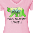 thumbnail image 4 of Inktastic Smoky Mountains, Tennessee- Mountains and Bear Shape Women's V-Neck T-Shirt, 4 of 5