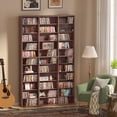 thumbnail image 3 of LELELINKY Triple Row 11-tier Bookshelf, 68 in Tall Bookshelf with 33 Open Display Shelves, Extra Large Bookcase for Office Living Room, Walnut, 3 of 11