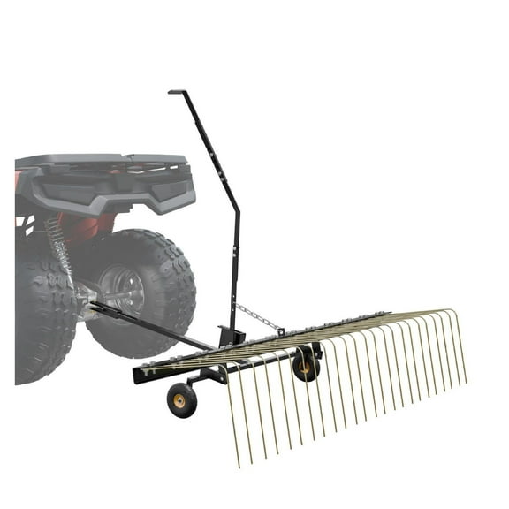 Tow Dethatcher 60 Inch, Lawn Dethatcher with 24 Steel Tines for ATV/Mower, Tow Behind Rake for Leaves & Pine Needles, Adjustable Lift Handle
