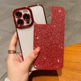 thumbnail image 4 of Compatible for iPhone 14 Pro Max Luxury Glitter Plating Clear Case, Cute Bling Sparkly Shiny Case for Women Girls Soft TPU Shockproof Camera Protective Back Cover Electroplated Case - Red, 4 of 6