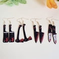 thumbnail image 2 of Pendientes de tijera Rojo Verde 6 pares de cuchillo manchado de sangre de Halloween, 2 of 5