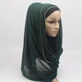 thumbnail image 3 of AIR-Women Chiffon Hijab Muslim Head Wrap Scarves Rhinestone Long Scarf Pashminas Shawls Solid Wraps Under Scarf, 3 of 4