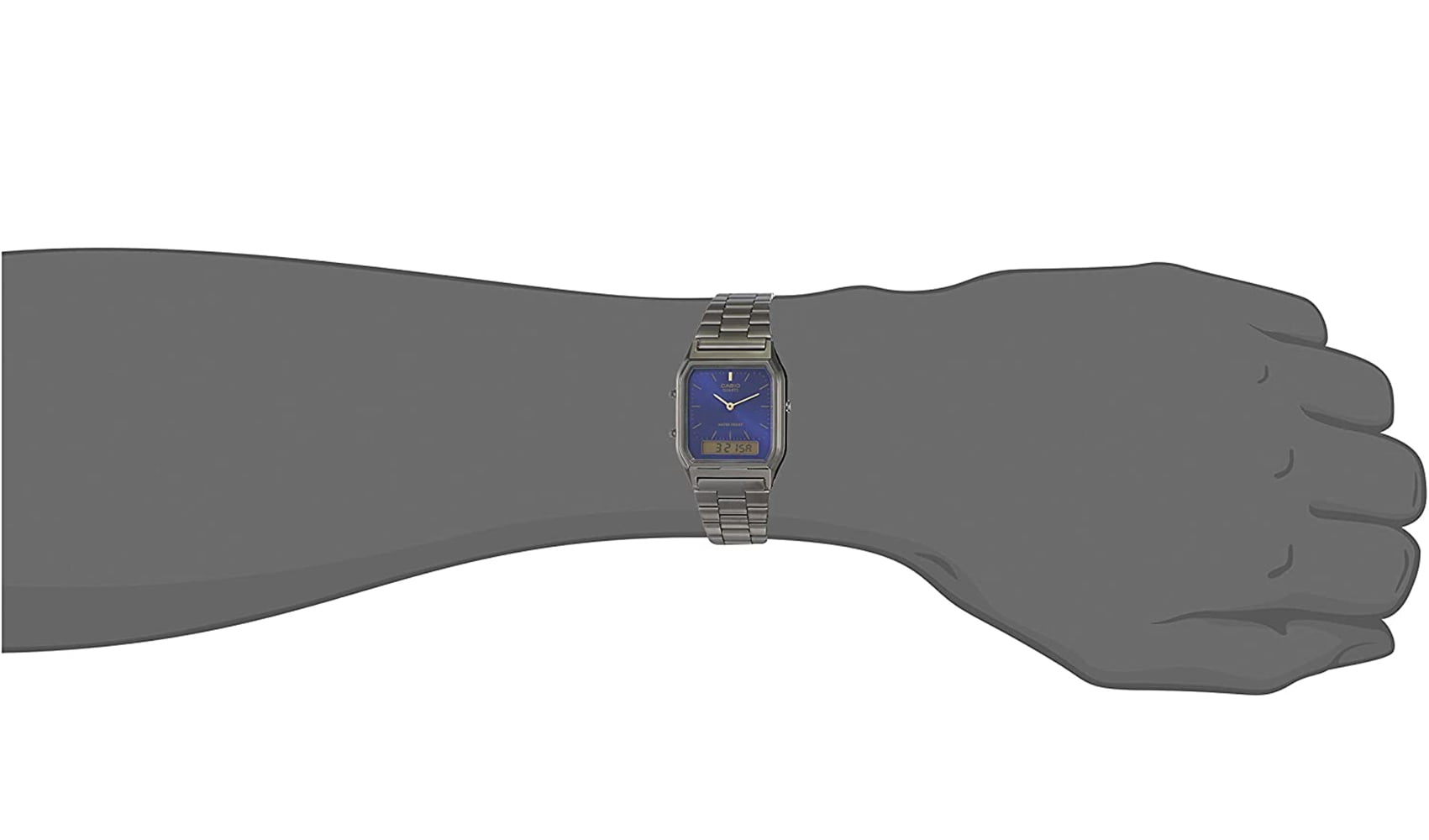 Casio Men's Vintage Ana-Digi Quartz Blue Dial Stainless Steel Watch AQ230GG-2A