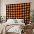 thumbnail image 3 of Black Orange Plaid Tapestry for Bedroom Wall Hanging Tapestry, Farmhouse Buffalo Check Gingham Ceiling Backdrop Tapestries Poster Blanket Wall Decor for Teens Room Living Room Dorm 55" x 73", 3 of 8