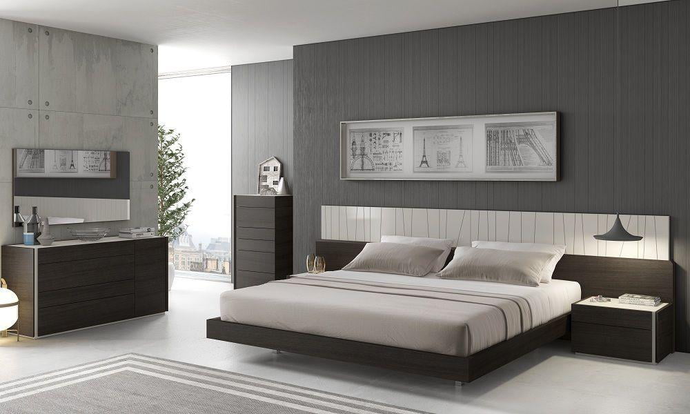 Wenge Veneer King Size Bedroom Set 3pcs, Contemporary King Size Bedroom Sets