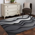 thumbnail image 3 of Black Gray Ombre Runner Rug 2.7x5 FT, Non Slip Entryway Carpet, Modern Abstract Art Geometric Moire Washable Soft Floor Carpet Entrance Mat Non-Shedding Throw Rug for Hallway Laundry Room Bedside, 3 of 9