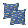 thumbnail image 1 of Velvet Decorative Throw Pillow Covers Set of 2, Soft Square Cushion Cover with Invisible Zipper Blue Sea Fish Printing, 16"x16", 1 of 7