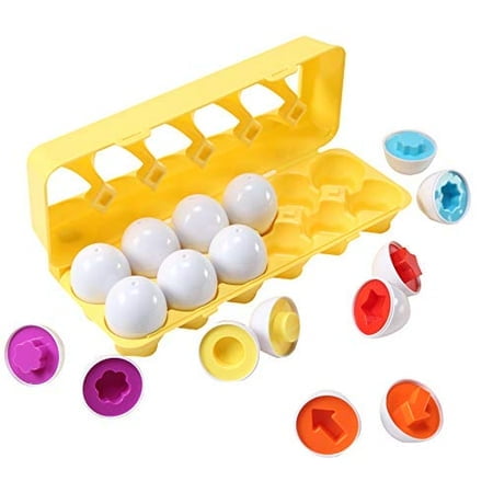 Dimple Fun Egg Matching Toy (Total 12 Eggs) - Toddler STEM Easter Eggs Toys, Shape Recognition Toys for Kids, Educational Color Sorting Toys, Play Egg