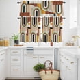 thumbnail image 3 of Mid-Century Modern Kitchen Curtains Valances and Tiers Set of 3 Art Geometric Abstract Brown Beige Tier Curtains and Valance with Rod Pocket for Small Windows, 27.5"x36", 3 of 9