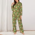 thumbnail image 2 of Honeii Fruits 1 print Women's Pajama Sets Long Sleeve Button Down Sleepwear Nightwear Soft Pjs Lounge Sets-X-Large, 2 of 7
