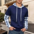 thumbnail image 1 of MHFRRA Sudadera con Capucha y Estampado de Cuadros, de Manga Larga, Informal, de Dos Piezas, para Otoño E Invierno, Ropa de Calle Cómoda para Uso Diario Azul, 1 of 3