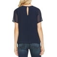 thumbnail image 2 of Vince Camuto Womens Chiffon Overlay Pullover Blouse, Blue, X-Small, 2 of 4
