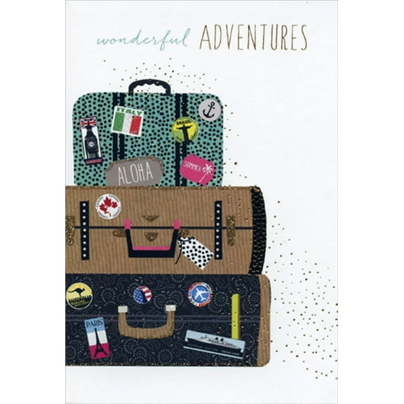 Pictura Wonderful Adventures Suitcases Sara Miller Retirement Congratulations Card