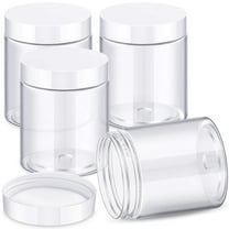 4 Pack 10 oz Plastic Jars Containers with Lids Wide-mouth Refillable Leakproof Reusable Round Empty Jars for Travel Cosmetic Dry Food Spice Candy Cookie Home Kitchen Organizing