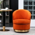 thumbnail image 2 of Orange Velvet Chair By - Comfortable, Stylish, Thick Foam Swivel Armchair Luxurious And Cozy, 2 of 5