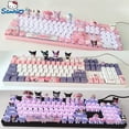 thumbnail image 2 of Teclado mecánico de 87/104 teclas Sanrio Kawaii Kuromi My Melody Cinnamoroll Teclado para juegos de anime con conexión en caliente Eje rojo té verde, 2 of 5