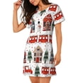 thumbnail image 2 of Daiia Christmas Houses Print Women's Nightshirt Soft Nightgowns for Women Short Sleeve dress Short-sleeved Sleepwear, 2 of 6
