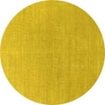 thumbnail image 1 of Ahgly Company Indoor Round Solid Yellow Modern Area Rugs, 4' Round, 1 of 4